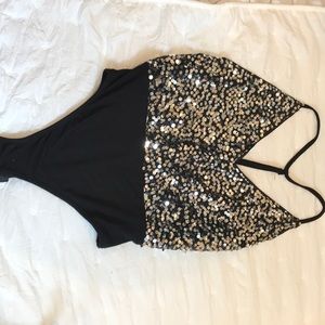 Sequin open back bodysuit